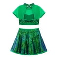 thumbnail image 3 of Hansber Kids Girls Two Piece Sequins Dance Crop Tops with Skirts Ballet Dance Outfits Performance Dancewear Green 10, 3 of 7