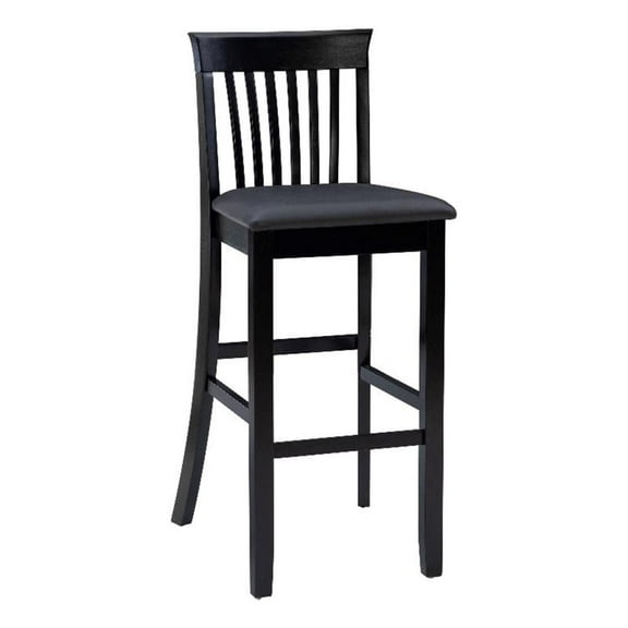 Riverbay Furniture 31" Transitional Wood & Fabric Bar Stool in Black