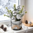 thumbnail image 4 of Christmas decoration-Christmas wrought iron galvanized barrel desktop potted ornaments simulation pine berries holiday decoration desktop Christmas tree, 4 of 6