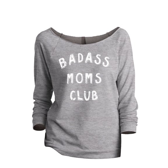 Badass MOMS Club Women's Fashion Slouchy 3/4 Sleeves Raglan Sweatshirt Sport Grey Small
