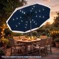 thumbnail image 4 of Gymax 9FT Solar Patio Umbrella w/24 LED Lights Fringe Push Button Tilt Crank Handle Navy, 4 of 10