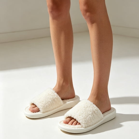 KEVCHE Womens Fuzzy Slippers , Warm Lightweight Cushion Non-Slip Tread , Indoor Outdoor House Slippers