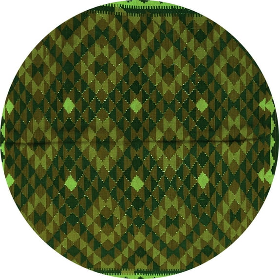 Ahgly Company Indoor Round Oriental Green Traditional Area Rugs, 5' Round