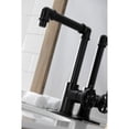 thumbnail image 4 of Kingston Brass KSD144RXMB Belknap One-Handle Single-Hole Bathroom Faucet with Deck Plate and Push Pop-Up Drain, Matte Black, 4 of 7