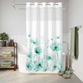 thumbnail image 6 of No Hook Shower Curtain, Teal Spring Floral Shower Curtains for Bathroom with See Through Top Window, Summer Botanical Watercolor Vintage Waterproof & Washable Bath Curtain Narrow 54"x78", 6 of 9