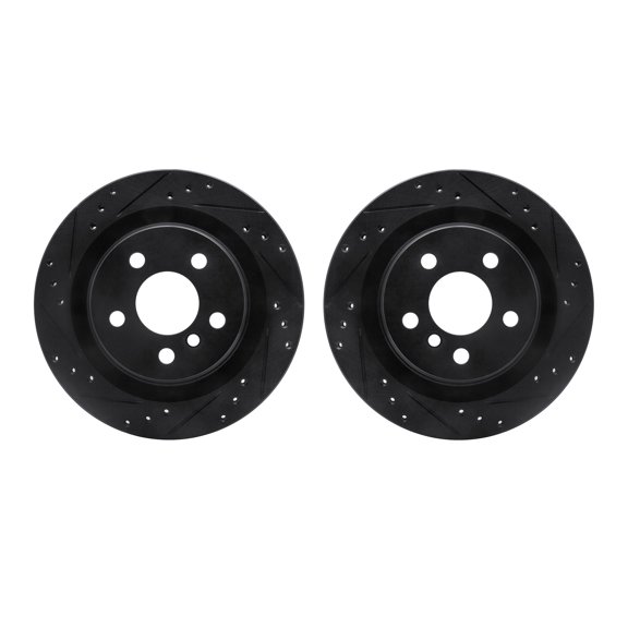 Dynamic Friction Company Rear Brake Rotors-Drilled and Slotted-Black 8002-31073