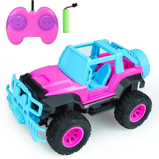 Voiture télécommandée pour filles - Jouet de voiture Rc pour filles garçons  enfants tout-petits, échelle 1:18 Bigfoot RC Trucks véhicules pour enfants  jouet d'anniversaire, rose 