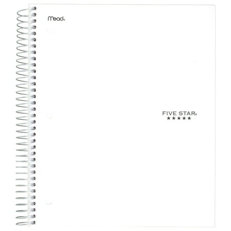Five Star Spiral Notebook + Study App, 5 Subject, College Ruled, 8.5" x 11", White