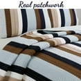 thumbnail image 2 of Cozy Line Nathan Brown Khaki Navy Blue Stripe 100% Cotton 2-Piece Reversible Quilt Set, Twin, 2 of 6