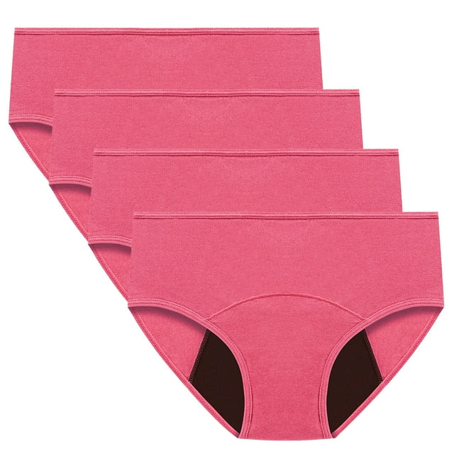 Period Panties for Women, Leak Proof Underwear 4-Pack, Mid Rise Menstrual Underwear with Absorbent Protection, Soft Breathable Fabric for Daily Comfort