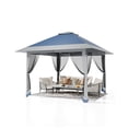 thumbnail image 2 of BouPower 13x13 Pop Up Canopy Gazebo,Canopy Tent,Outdoor Gazebo for Backyard & Patio Furniture,Pop Up Tent with Mosquito Netting & Double Roof for Backyard,Garden,Parties,Lawns,Outdoor and BBQs, 2 of 8