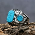 thumbnail image 4 of QQTDFG Mens Jewelry 316l stainless steel Oval blue turquoise men ring stone Size 7-15-12, 4 of 5