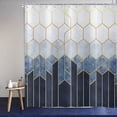 thumbnail image 3 of Blue Shower Curtain, Navy Blue Geometric Pattern Modern Grid Bath Curtains Waterproof Fabric with Hooks for Home Decor, 72Wx72H, 3 of 6