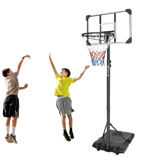 HooKung Portable Junior Basketball Hoop Stand Free Standing with 28" Backboard Height Adjustable up to 7' for Teens