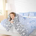 thumbnail image 3 of Erosebridal Blue Sparkle Sequins Print Queen Comforter Set for Girls, Monogrammed T Bedding Comforter Set, Colorful Stars Reversible 3-Piece, 1 Comforter and 2 Pillowcases, 3 of 6