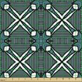 thumbnail image 2 of Ambesonne Ethnic Fabric by the Yard Upholstery, X-Shapes Tribal Motifs Art, 10 Yards, Dark Turquoise and White, 2 of 5