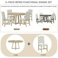 thumbnail image 5 of EUROCO 5PCS Retro Round Dining Table Set, 42" Extendable Dining Set for 4 with 16"W Removable Leaf and 4 Upholstered Chairs,Kitchen Table Set for Dining Room, 5 of 8