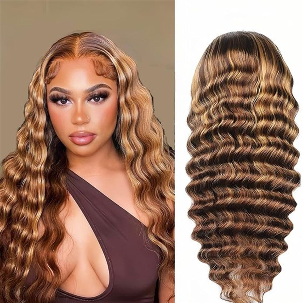 Ombre Lace Front Wig Human Hair P4/27 Honey Blonde 13x4 Deep Wave Lace Frontal Wig