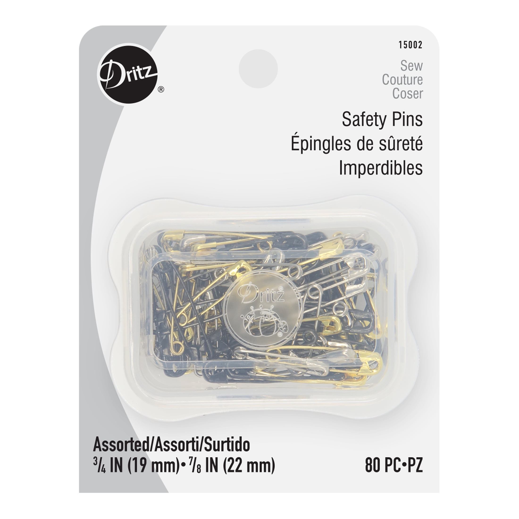 Dritz Assorted Safety Pins, 80 Count