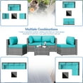 thumbnail image 5 of Walsunny 5 Pieces Patio Furniture Sets, Outdoor Wicker Rattan Patio Conversation Set with Cushions and Glass Table for Backyard, Garden,Pool, Silver Rattan Blue Cushions, 5 of 6