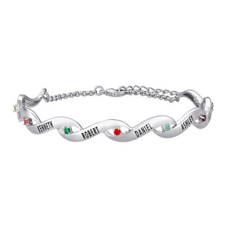 Personalized Women's Family Name and Birthstone Infinity Cuff Bracelet