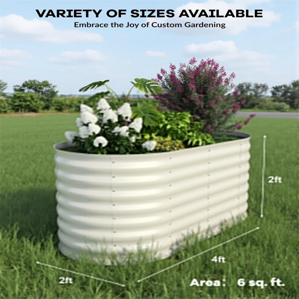 Galvanized Steel Raised Garden Bed - Heavy-Duty Oval Planter Box for Vegetables/Herbs/Flowers, Corrosion-Resistant Outdoor Gardening Kit with Quick Assembly (Backyard/Patio)