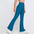 thumbnail image 6 of hoksml Women's High Waist Flare Pants, Solid Color Stretch Yoga Pants with Back Zipper, 6 of 8