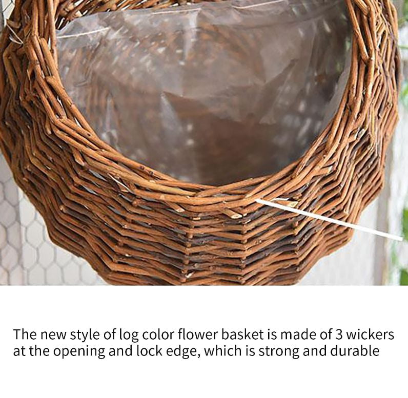 AFACUHX Wicker Woven Hanging Basket with Handle Handmade Rattan Planter Hanging Flower Storage Pot for Home Garden Patio Wedding Hanging Wall Basket Decorations