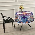 thumbnail image 7 of Coolnut Bohemia Round Tablecloth, Wrinkle Free Soft Table Cloth with Lace, 60 Inch Table Cover for Kitchen Dining Tables, Hotels, Banquets, Camping Parties House Decor, 7 of 7