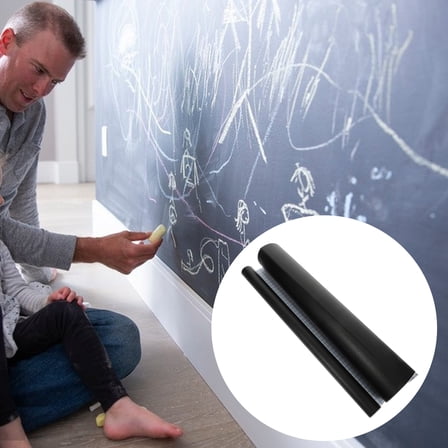 Moluckfu Erasable Chalkboard Paper Stick And Peel Chalkboard Design Black PVC For Home Learning 1Pcs