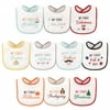 Hudson Baby Infant Cotton Terry Drooler Bibs with Fiber Filling 10pk, Holiday Birthday, One Size