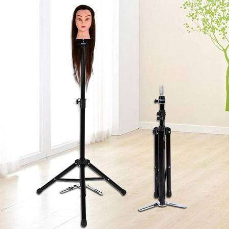Portable Wig Stand VGEBY Mannequin Head Holder, 34inch to 52inch Portable Aluminum Alloy Hair Dressing Tripod Stand Adjustable Training Mannequin Tripod Clamp Hair Wig Head Holder Stand ()