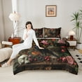 thumbnail image 5 of Manfei 3D Black Crow Queen Comforter Set, Vintage Western Flower Floral Bedding Sets, Teens Kids Adult Reversible Bedding Comforter Set, Super Cozy Room Decor, 3-Piece, 5 of 9