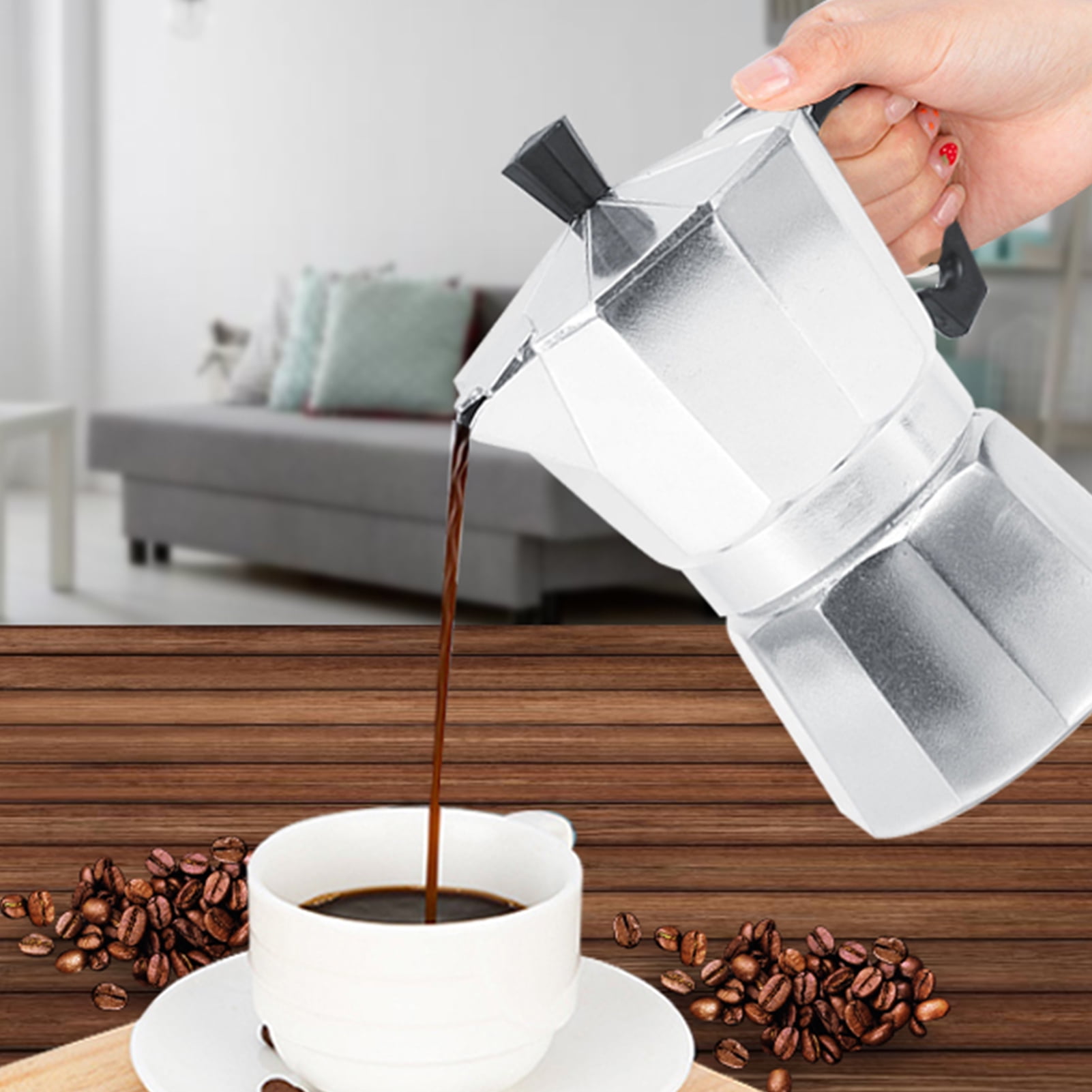 Youthink Express Stovetop Coffee Maker Aluminum Italian Type Espresso Maker Stove Top For Heated On Cooker Gas Stove Alcohol Stove