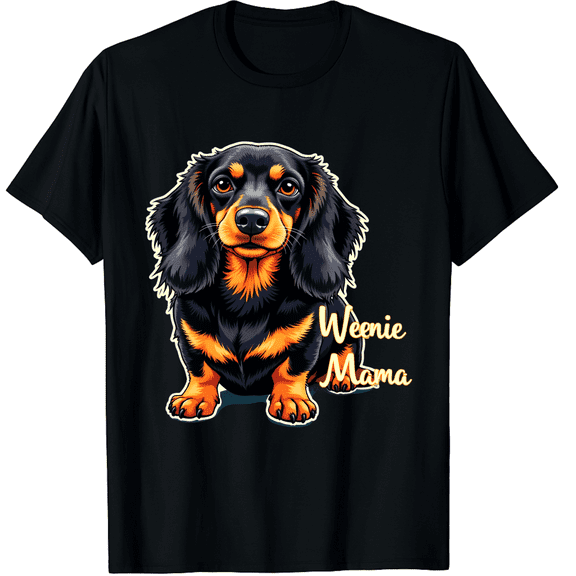 Dachshund-Shirt Weenie Mama Weiner Dog Mom Graphic Black T-Shirt for Men and Women