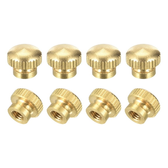 Brass Knurled Thumb Nuts, M4x0.7mm Round Stepped Knobs Fasteners 8Pack