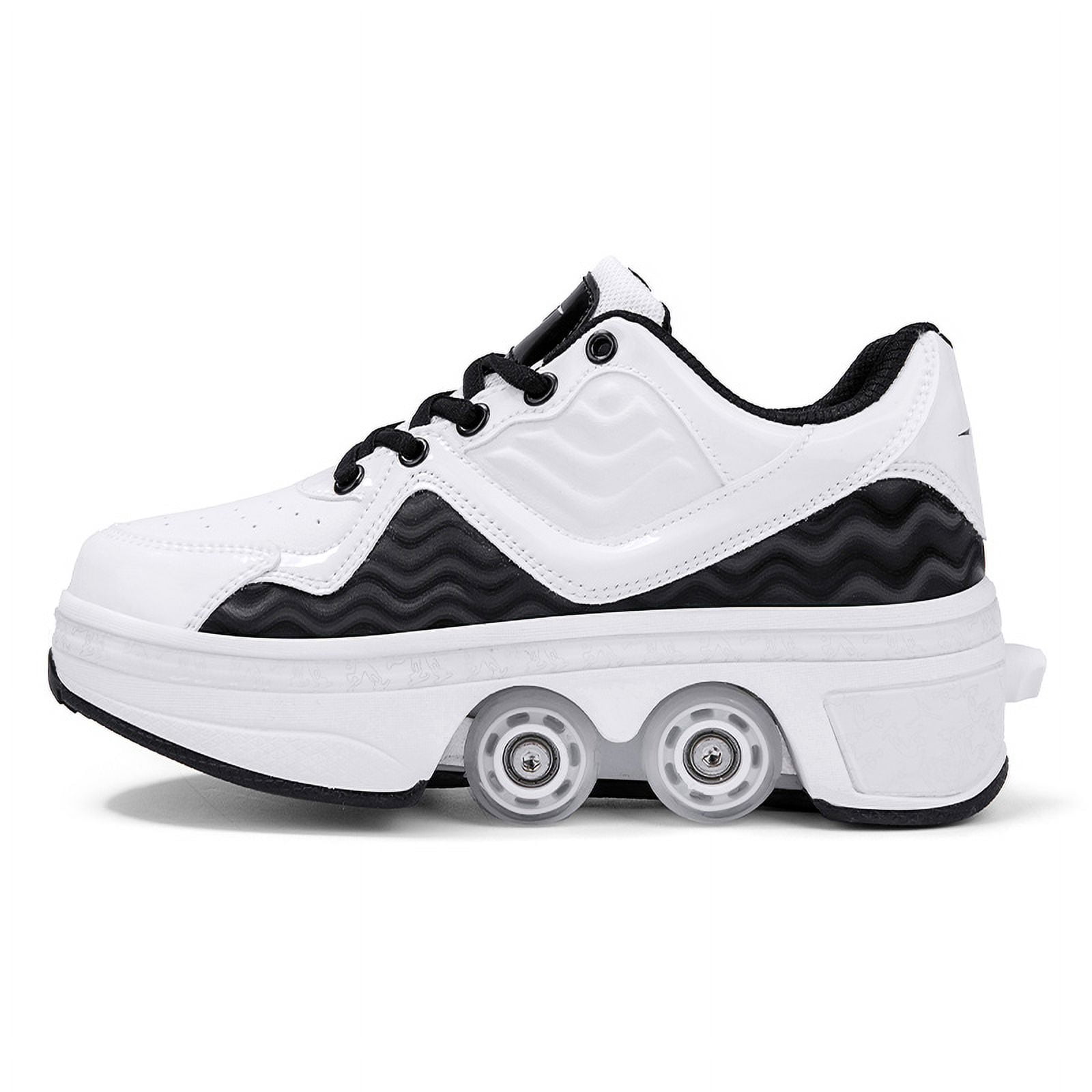 Roller Skates for Women Men, Shoes with Wheels for Girls, Kick Rollers Shoes Retractable for Boys, Adult Parkour Quad Roller Shoes, Inline Skates Children's Outdoor Skates