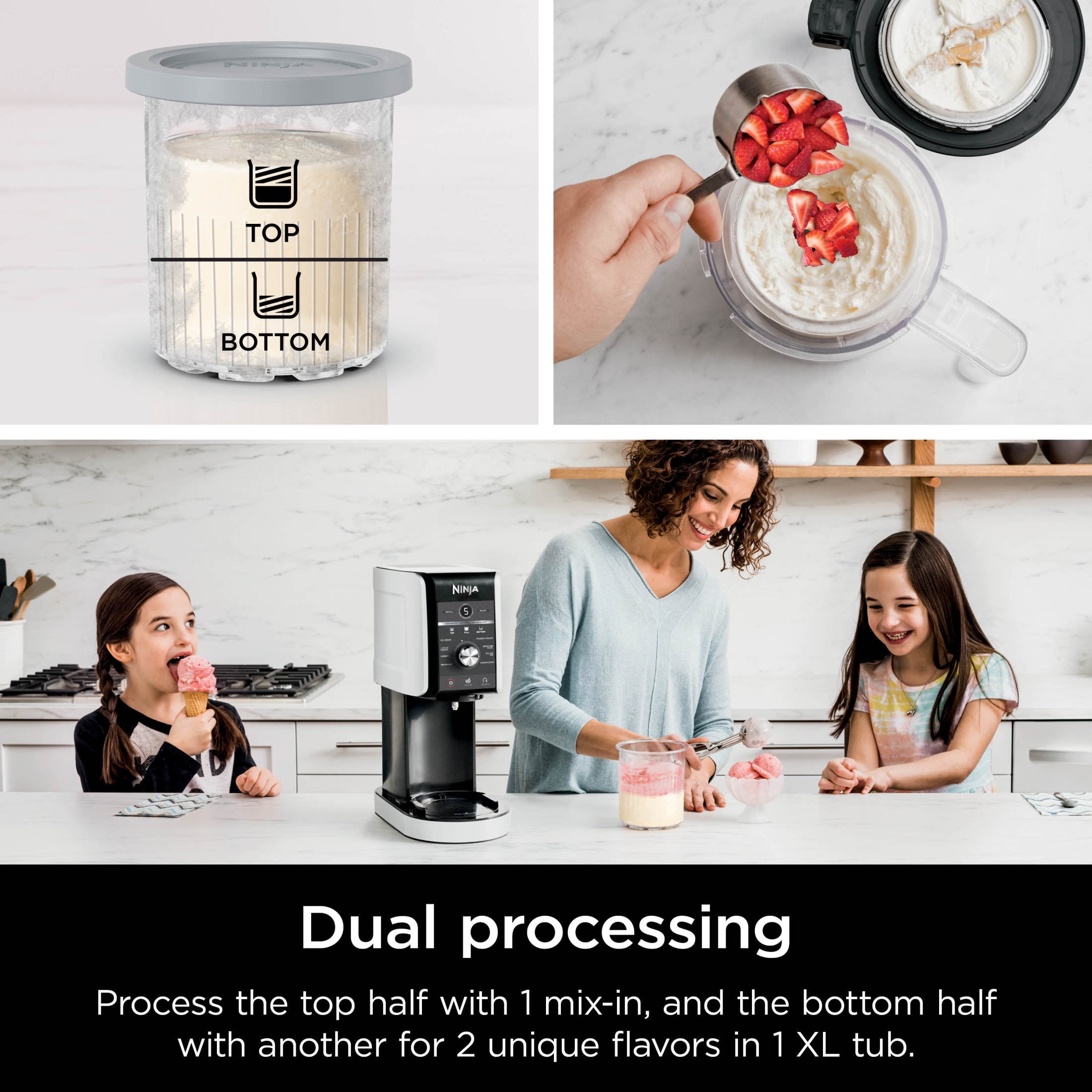 Ninja CREAMi XL Tub & Lid, Compatible with NC500 Ninja CREAMi, XL Deluxe Ice Cream Maker Series, XSK5PNTLD1 Gray