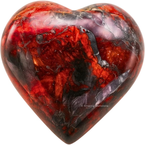 Red Jasper Hematite Crystal Heart - Pocket Massage Worry Stone