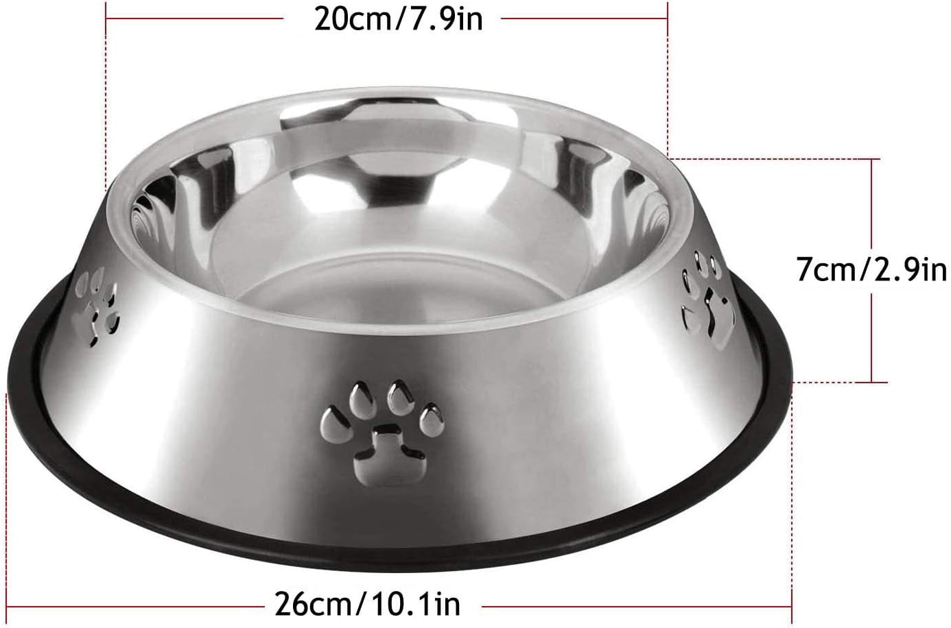 Kiibsot 2 Pack Stainless Steel Dog Bowls, Dog Feeding Dishes, Anti-Turn Over Pet Food Bowls with Rubber Base, Small Medium Large Pet Feeder for Food and Water