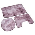 thumbnail image 3 of Toilet Lid Cover, 3Pcs Contour Rug , Polyester Fiber+PVC Quick Dry For Bathroom Rose Purple, 3 of 8