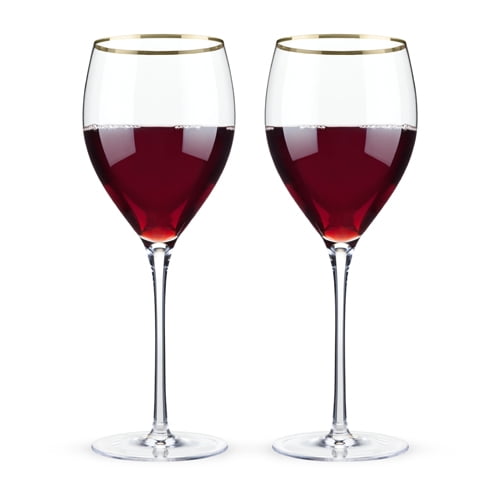 Belmont Gold Rimmed Crystal Red Wine Glasses (Set of 2)