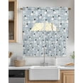 thumbnail image 2 of Blue Christmas Kitchen Curtains Swag Valance and Tier Curtains Set 36 Inch Length, Xmas Snowflake Snowman Rod Pocket Drape Panels Pair Swag Curtains for Bathroom/Cafe/Window, 2 of 6