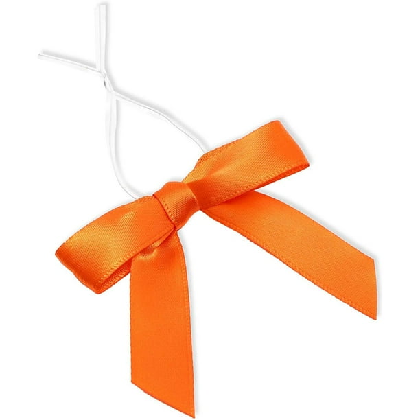 Bright Creations 3" Orange Satin Bow Twist Ties with Clear Twist Ties