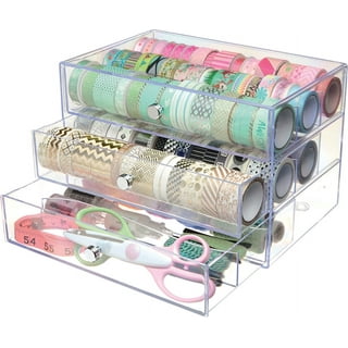 Yirtree 3-Layer Things & Crafts Storage Box with 18 Adjustable Compartments for Organizing Washi Tape, Embroidery Accessories, Threads Bobbins, Kids