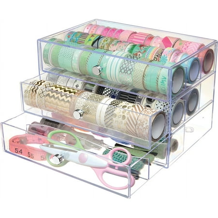 UPC: 0079916001500 | Deflecto Washi Tape Storage Cube-Clear 10 Wx7 Hx6.8 D