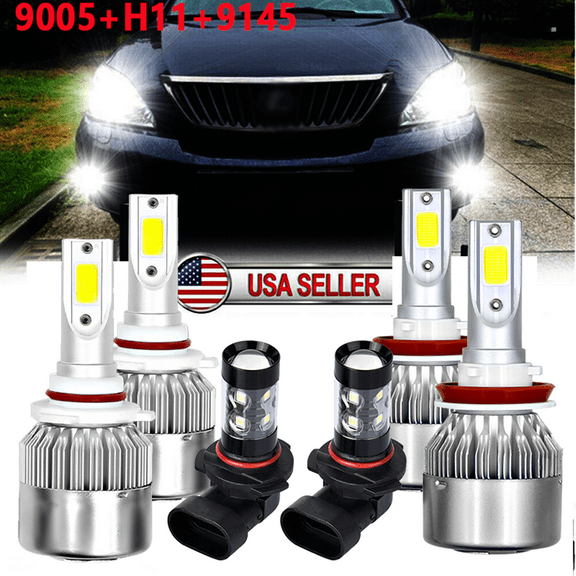 For Lexus RX330 2004 2005 2006 RX350 2007 2008 2009 6PCS LED Headlight Fog Bulbs