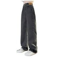 thumbnail image 6 of Zanarzt Baggy Jeans for Girls Girls' Pants Loose Straight Leg Pants Fashion Big Boy Wide Leg Pants Children's Jeans Black,10-11 Years, 6 of 6