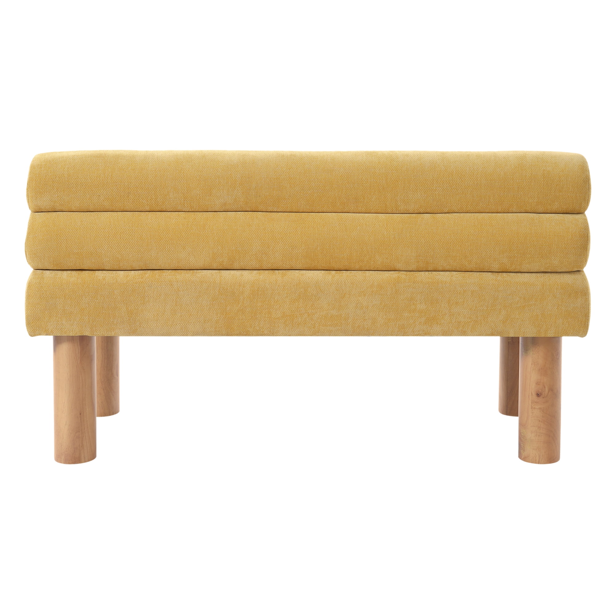 Leumius Upholstered Dining Bench, Entryway Bench, Ottoman for Dining Room, Bedroom, Living Room, Rubber Wood Leg 300 LBS Support, Yellow