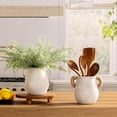 thumbnail image 3 of Ceramic Flower Vase Home Decor - 7.1 Inch White Rustic Table Flowers Vases Living Room Bedroom Plant Decoration Modern Farmhouse Vintage for Kitchen Shelf Office Coffee Dining Desk House Women, 3 of 17